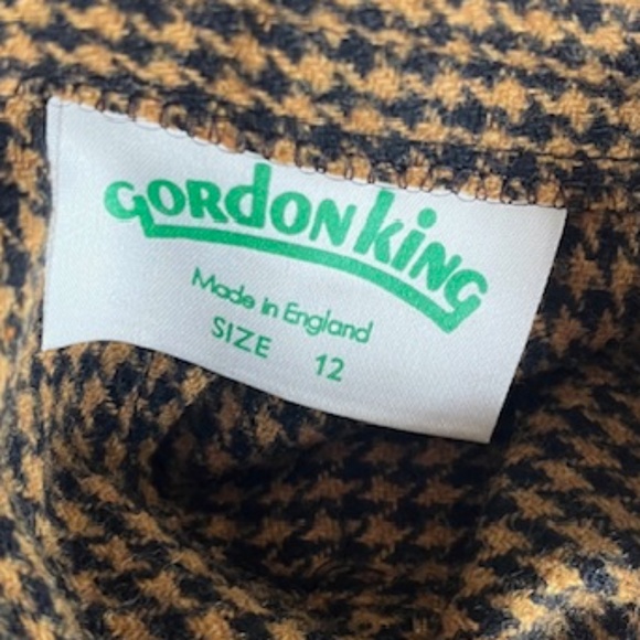 Vintage Gordon King  London Small Checker Black & Burnt Orange Wool Skirt w Tags - Picture 5 of 7
